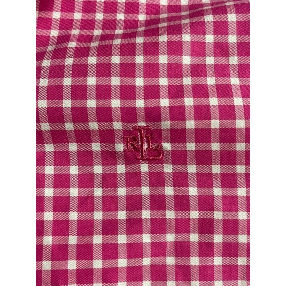 Ralph Lauren Pink Check Long Sleeve Button Up Shirt Medium - Picture 7 of 7